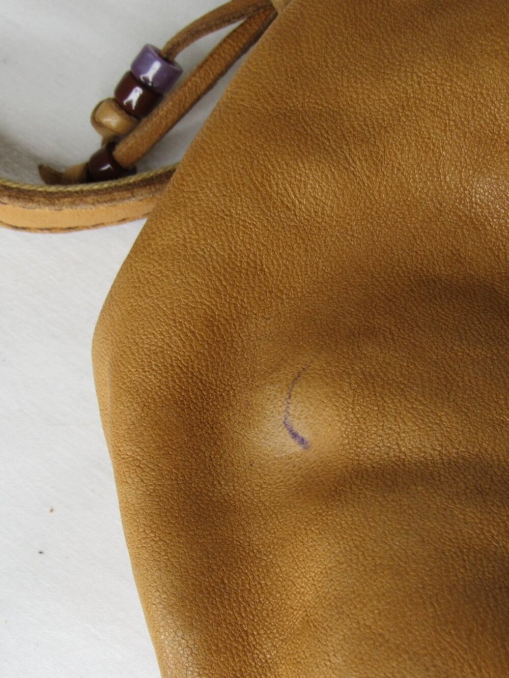 Lucky Brand Light Brown Leather Bucket Hobo Bag Drawstring Cinch Purse - Picture 5 of 7